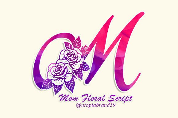 Mom Floral Script Monogram Typeface for Editorial Design